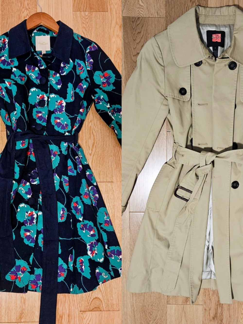 BUNDLE Banana Republic Size 0 Modclothes Size XS Belted Trench Coat Tan Navy Blu